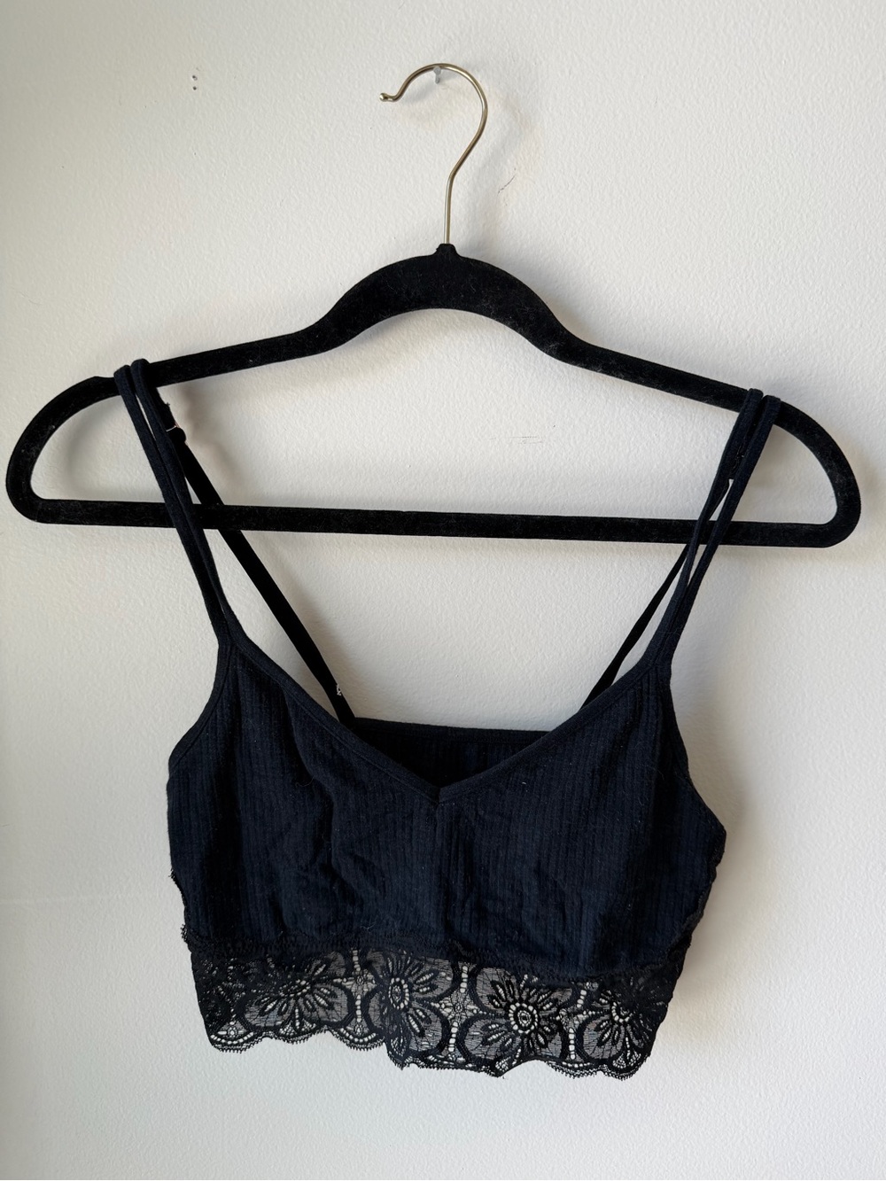 Black Lace-Trim Bralette Crop Top